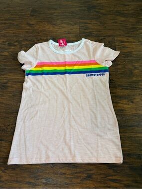 Showstopper Girl's Blush Pink Rainbow Short Sleeve T-Shirt Size L (14)